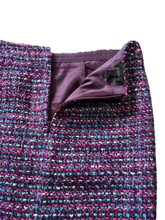 J. Crew purple pink blue tweed boucle wool blend No. 2 pencil skirt - Picture 5 of 13